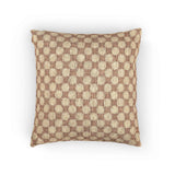 Woven Checkered Pattern Pillow | Neutral Brown Geometric Throw Pillow